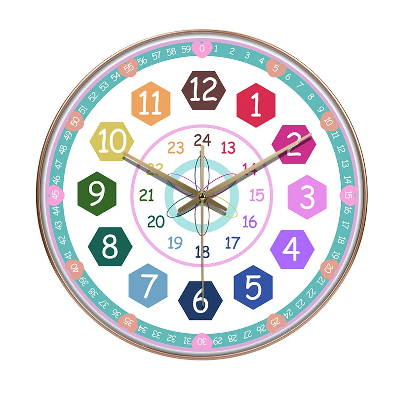 Horloge Mural Éducative Enfant Cartoon Colorée Ludique