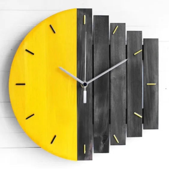 Horloge Mural Grand Bois Industriel Abstrait Quartz