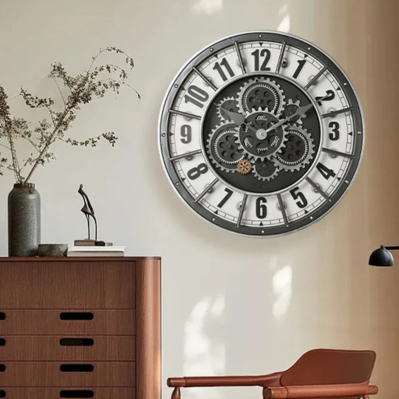 Horloge Mural Engrenages Mobiles Industrielle Steampunk Grande