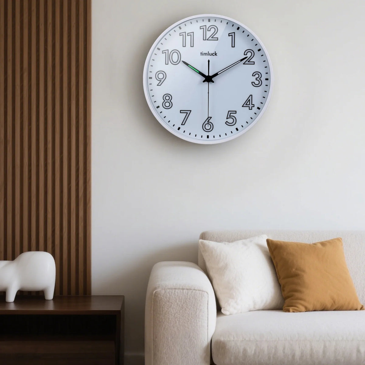 Silent Non-ticking LED Wall Clock with Light Sensor, Auto-Illuminated Numbers & Hands, Adjustable Brightness, Non-Fluorescent