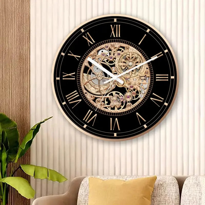 Horloge Mural Rétro Engrenages Quartz Industriel Luxe