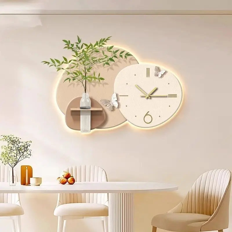 Horloge Murale Tableau Décoratif Végétal Salon Salle Manger