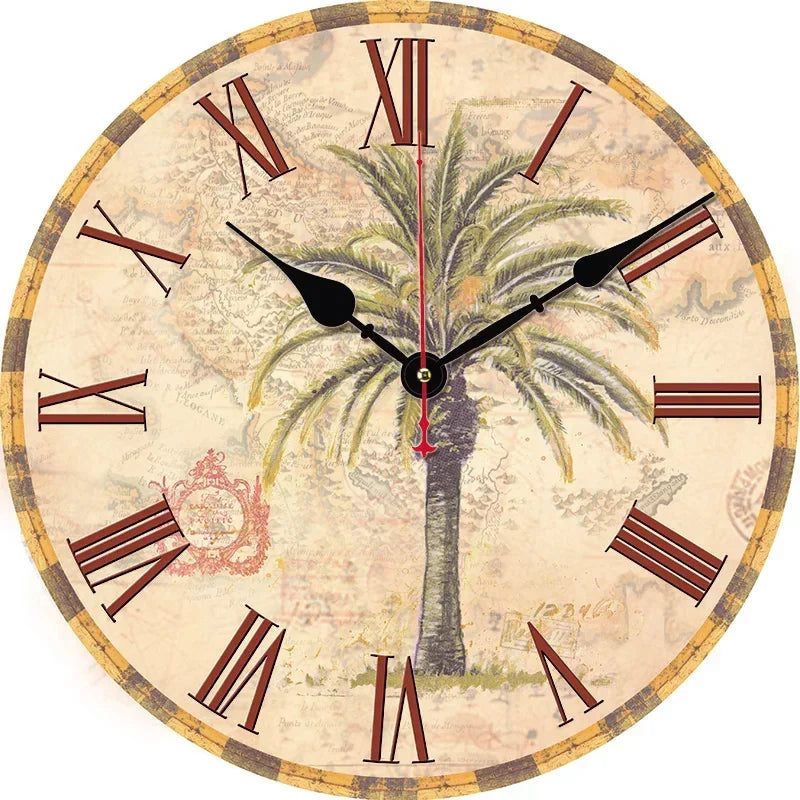 Horloge Mural Vintage Shabby Chic Silencieuse Ronde