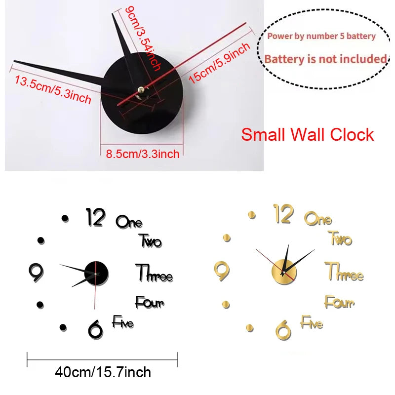 Horloge Mural 3D Silencieuse Moderne Autocollante DIY