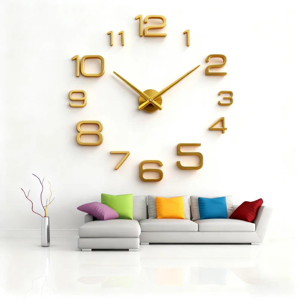 Horloge Mural 3D Lumineuse Silencieuse DIY Moderne