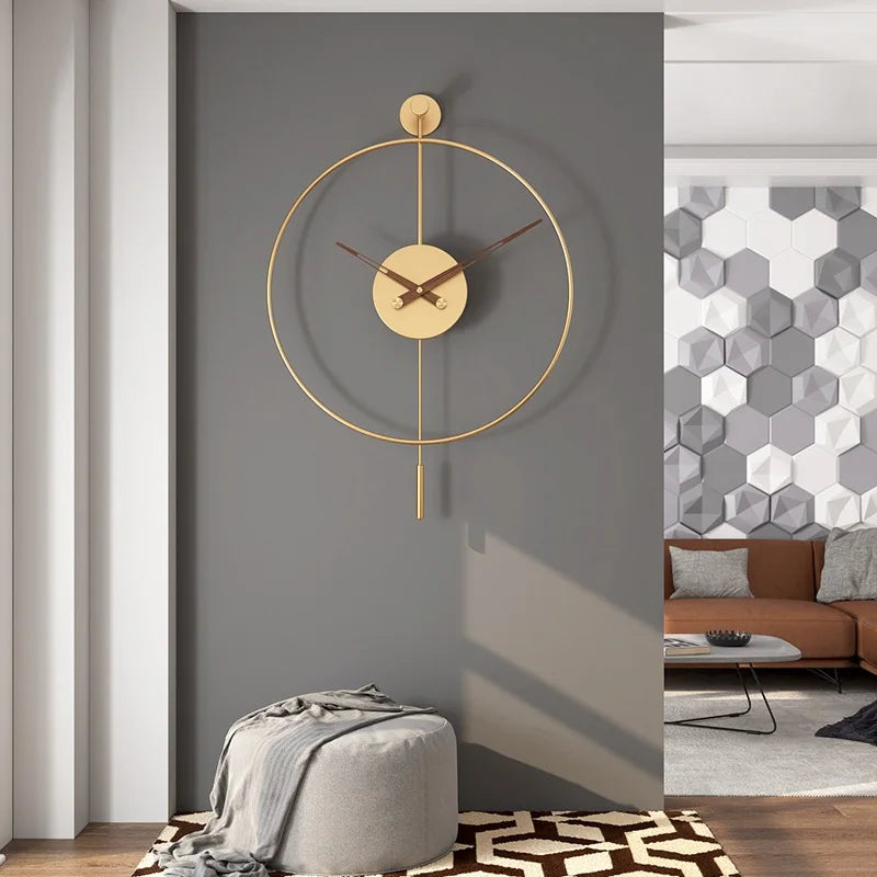 Horloge Mural Métal Minimaliste Industrielle Sans Perçage Silencieuse