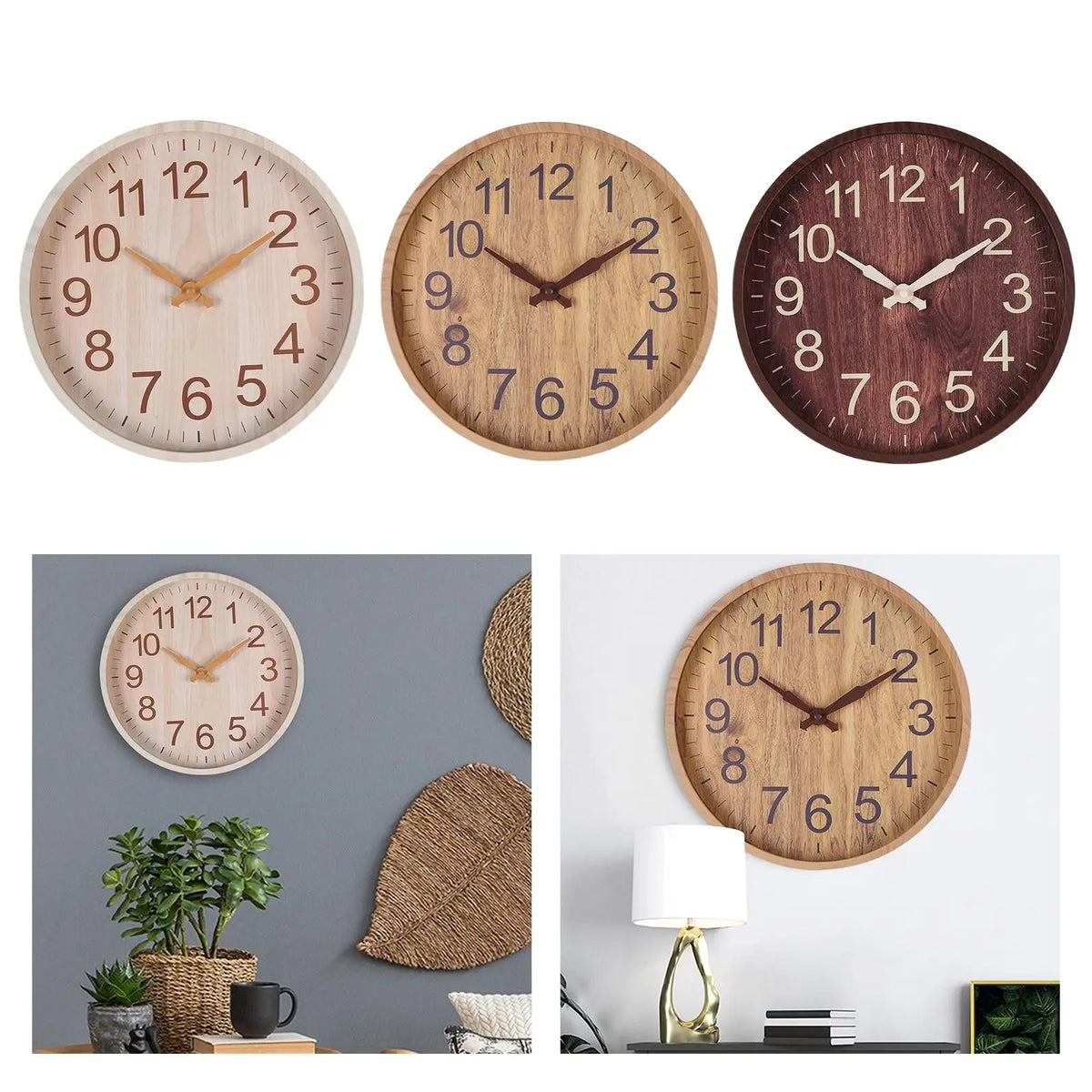 Horloge Murale Bois Minimaliste Silencieuse Design Décoration