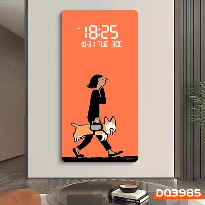 Horloge Mural Grande Luxe, Quartz, Dessin Animé Numérique.