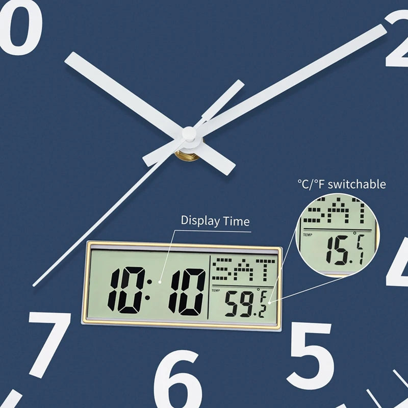 Horloge Mural Digitale Silencieuse Heure Jour Température