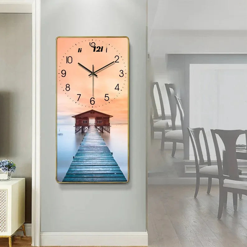 Horloge Murale Rectangulaire Porcelaine Cristal Rouge Calendrier