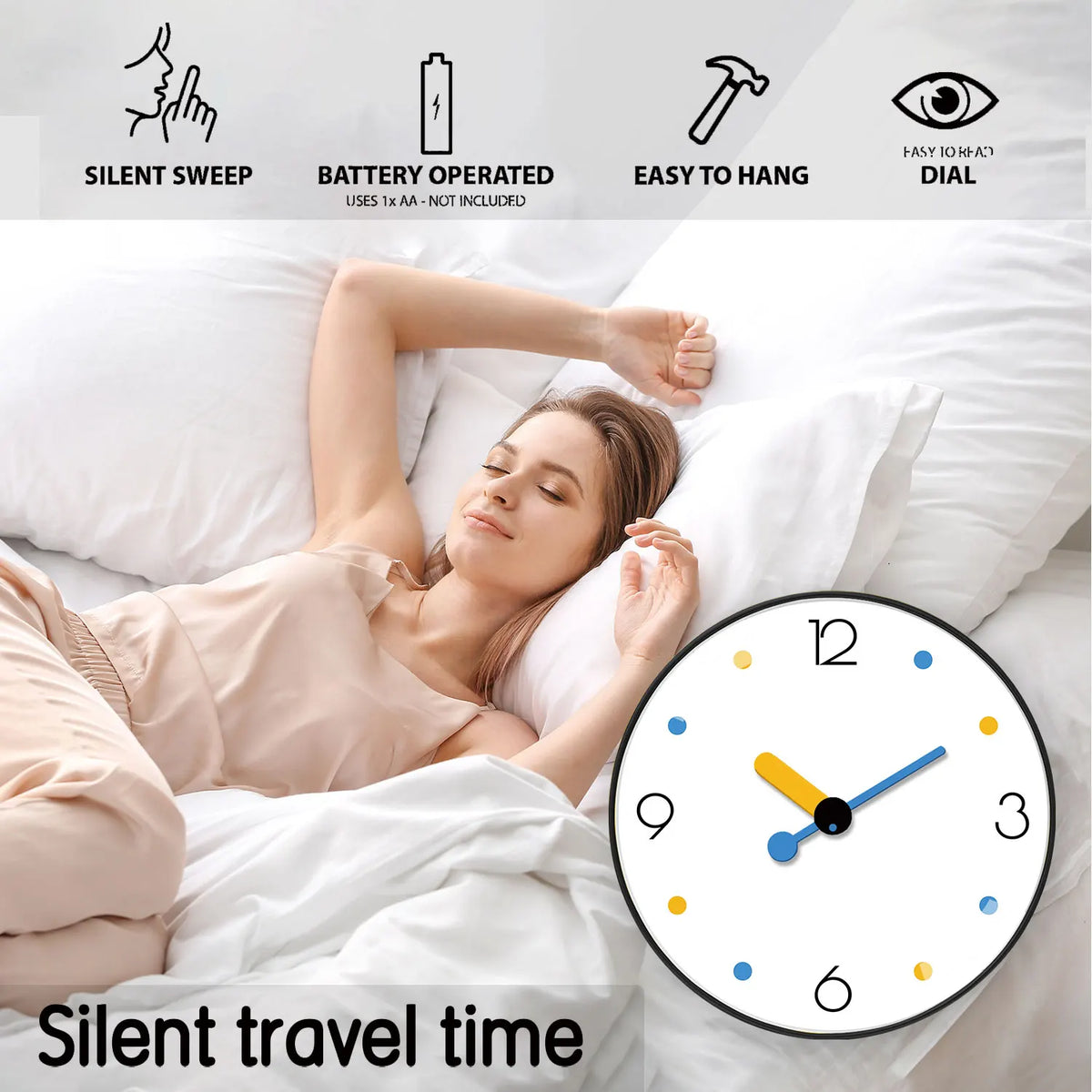 Horloge Murale Silencieuse Mignonne Colorée Salon Bureau