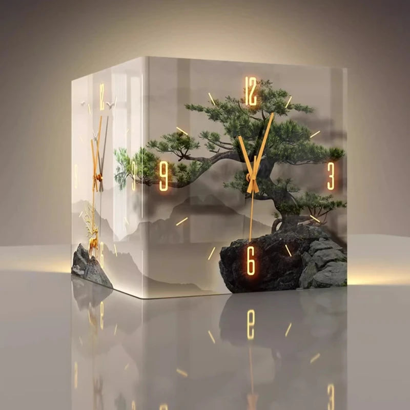 Horloge Murale Coin Double Face LED Digitale Moderne