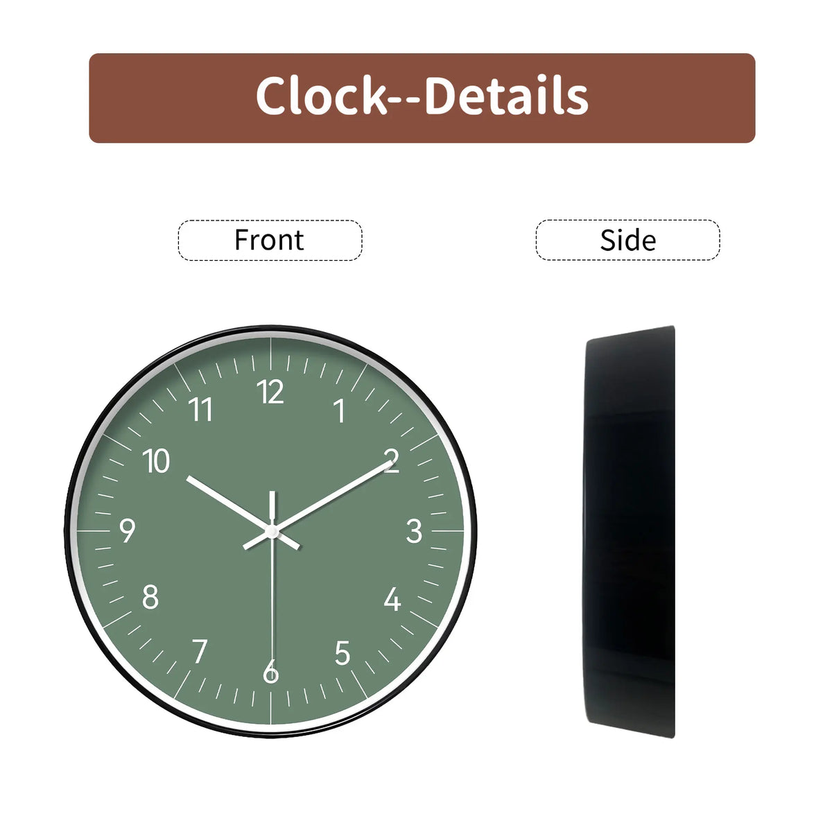 Horloge Mural Verte Ronde Minimaliste Design Moderne