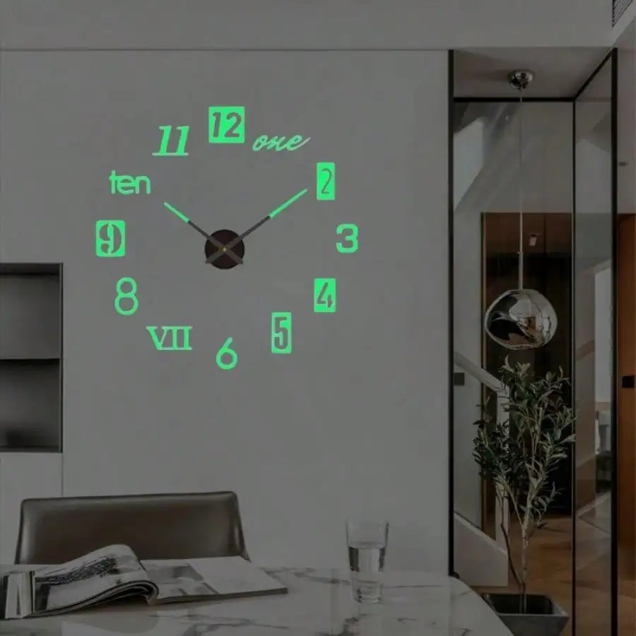 Horloge Mural Grande 3D Lumineuse Silencieuse DIY Digitale