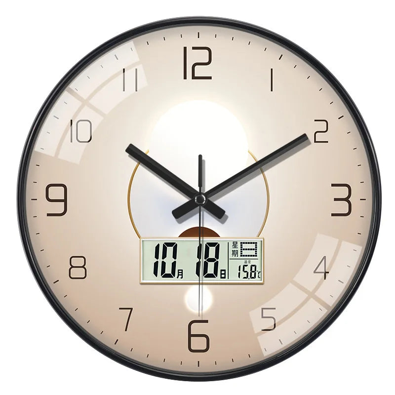 Horloge Mural Luxe Simple Quartz Affichage Date Semaine