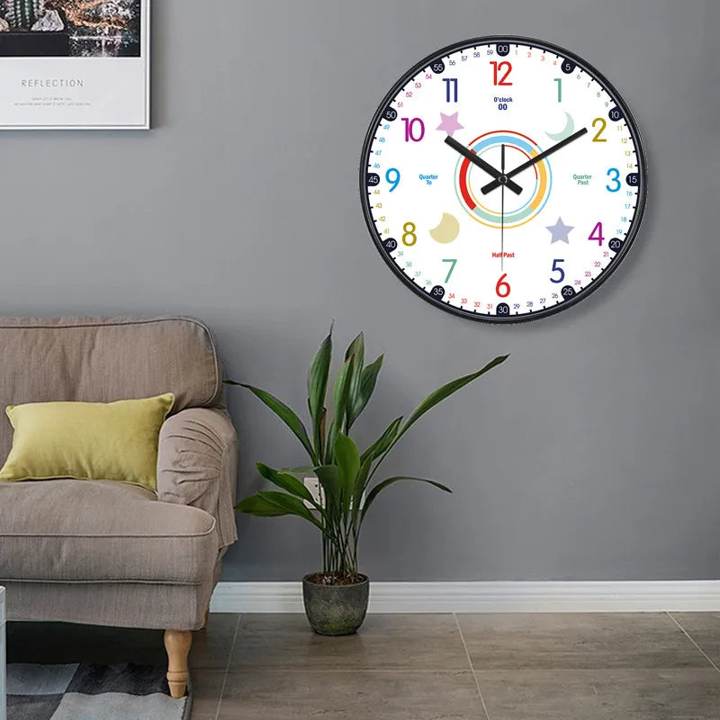 Horloge Mural Éducative Colorée Apprentissage Heure Enfants