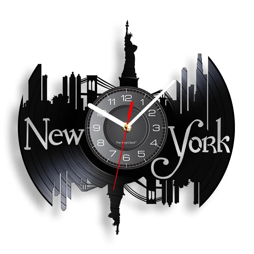 Horloge Mural Vinyle Vintage New York Pont Brooklyn