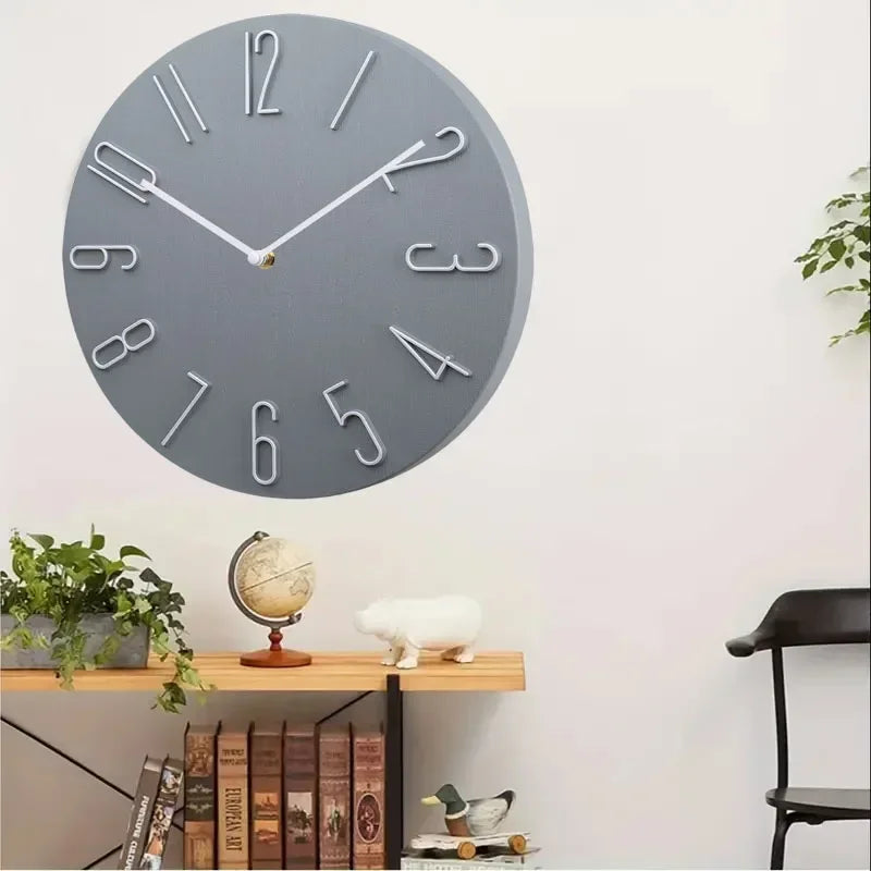 Horloge Murale Noire Minimaliste Silencieuse Chiffres Or Rose