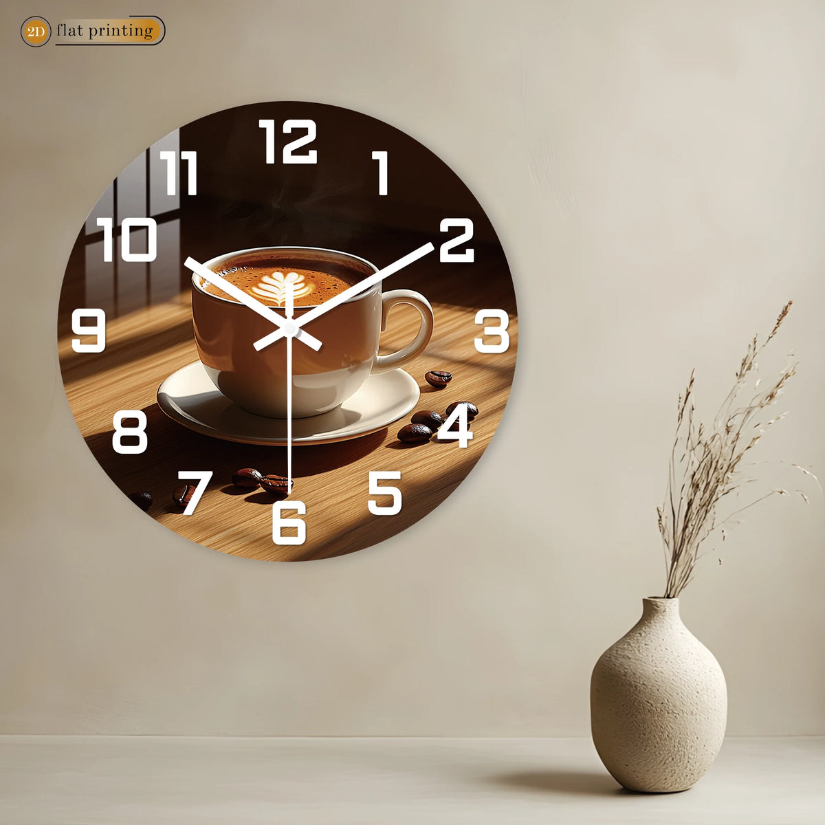 Horloge Mural Design Tasse Café Art Latte Cuisine Silencieuse