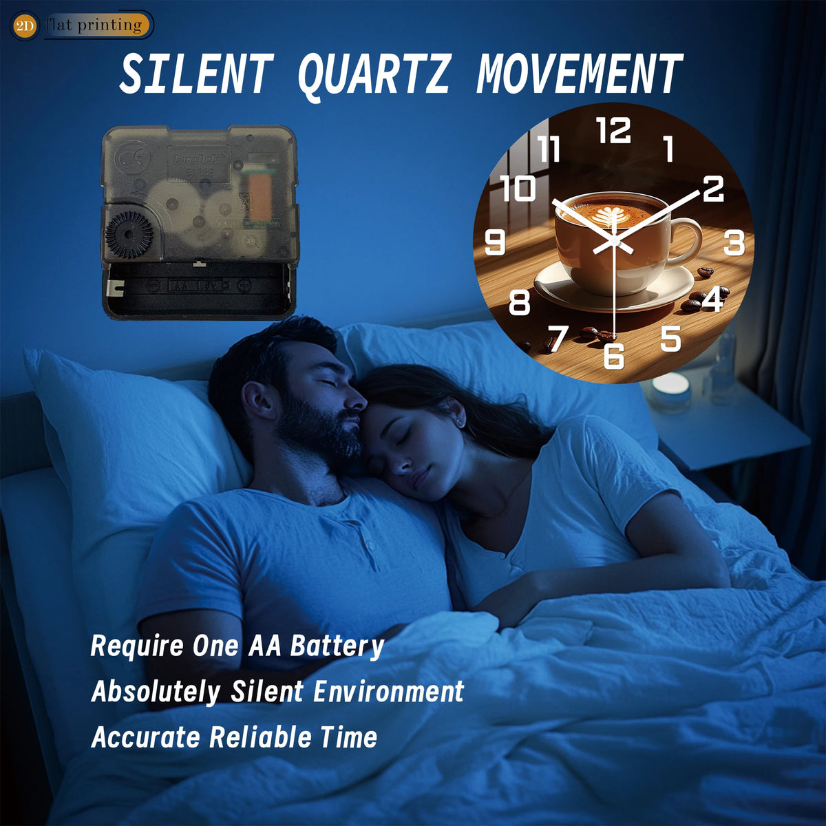 Horloge Mural Design Tasse Café Art Latte Cuisine Silencieuse