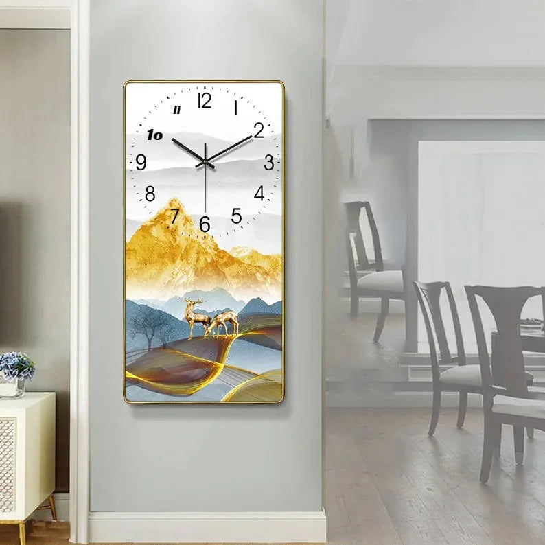 Horloge Mural Rectangulaire Porcelaine Cristal Peinte Calendrier Salon