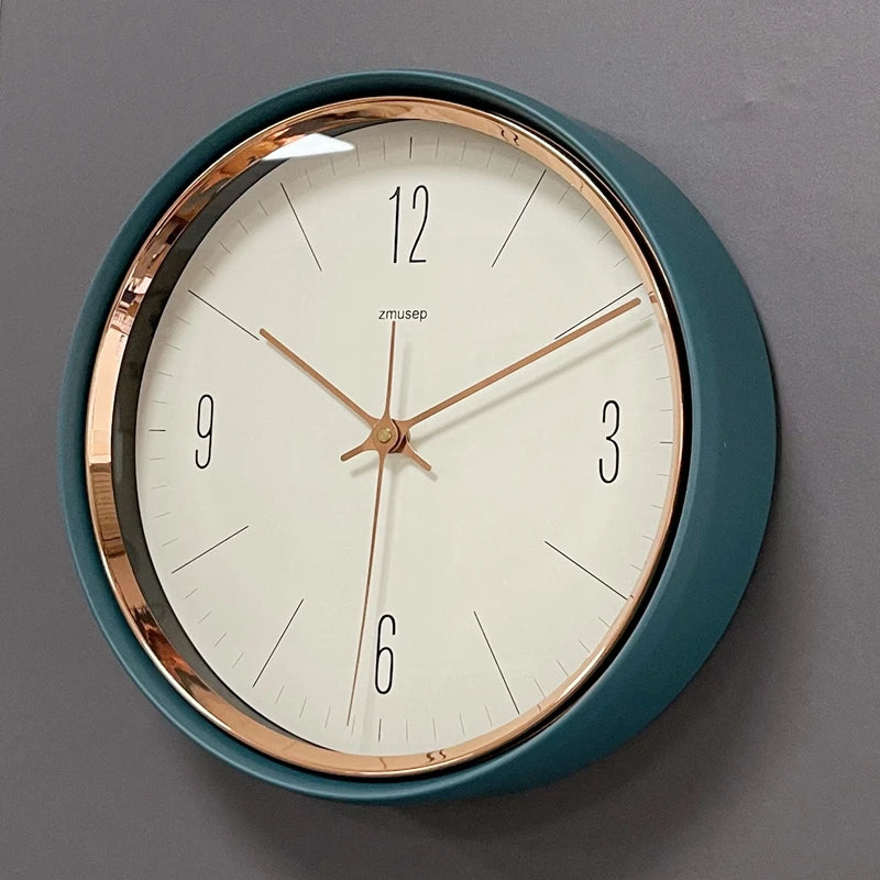 Horloge Mural Déco Vintage Métal Vert Olive Silencieuse