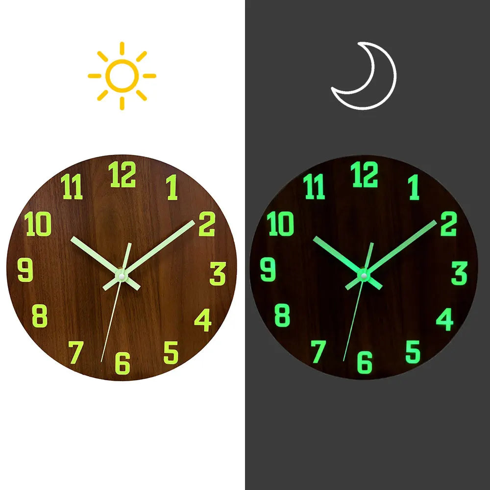 Horloge Mural Bois Lumineuse Silencieuse Design Chambre
