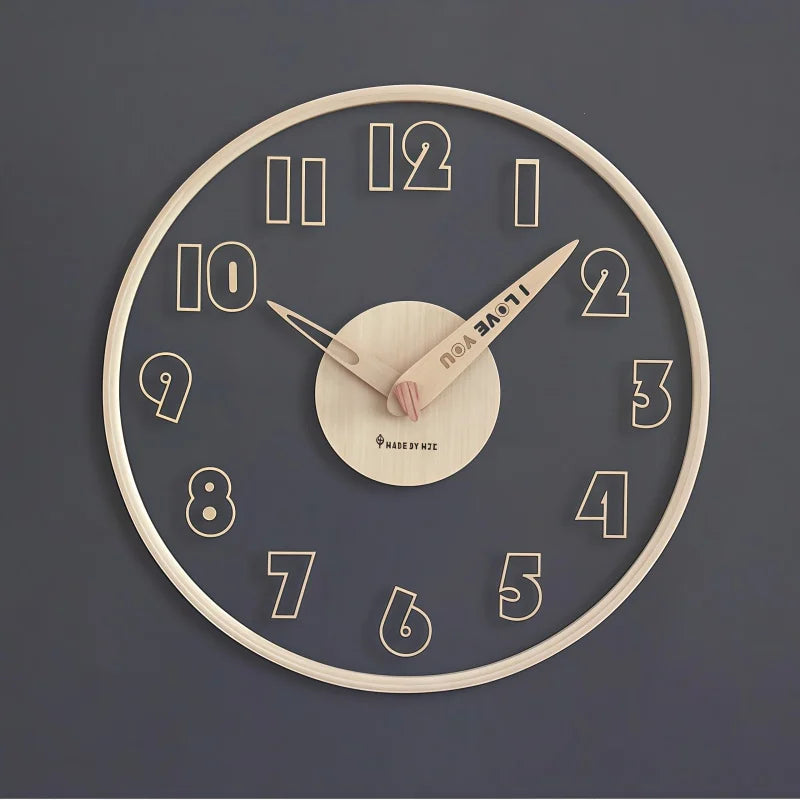 Horloge Mural Verre Transparent Bois Scandinave Luxe