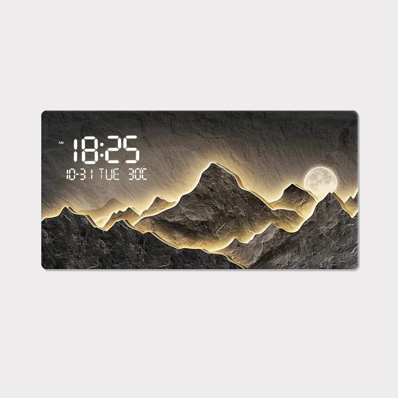 Horloge Mural Grande Luxe Quartz Paysage Montagne Rivière
