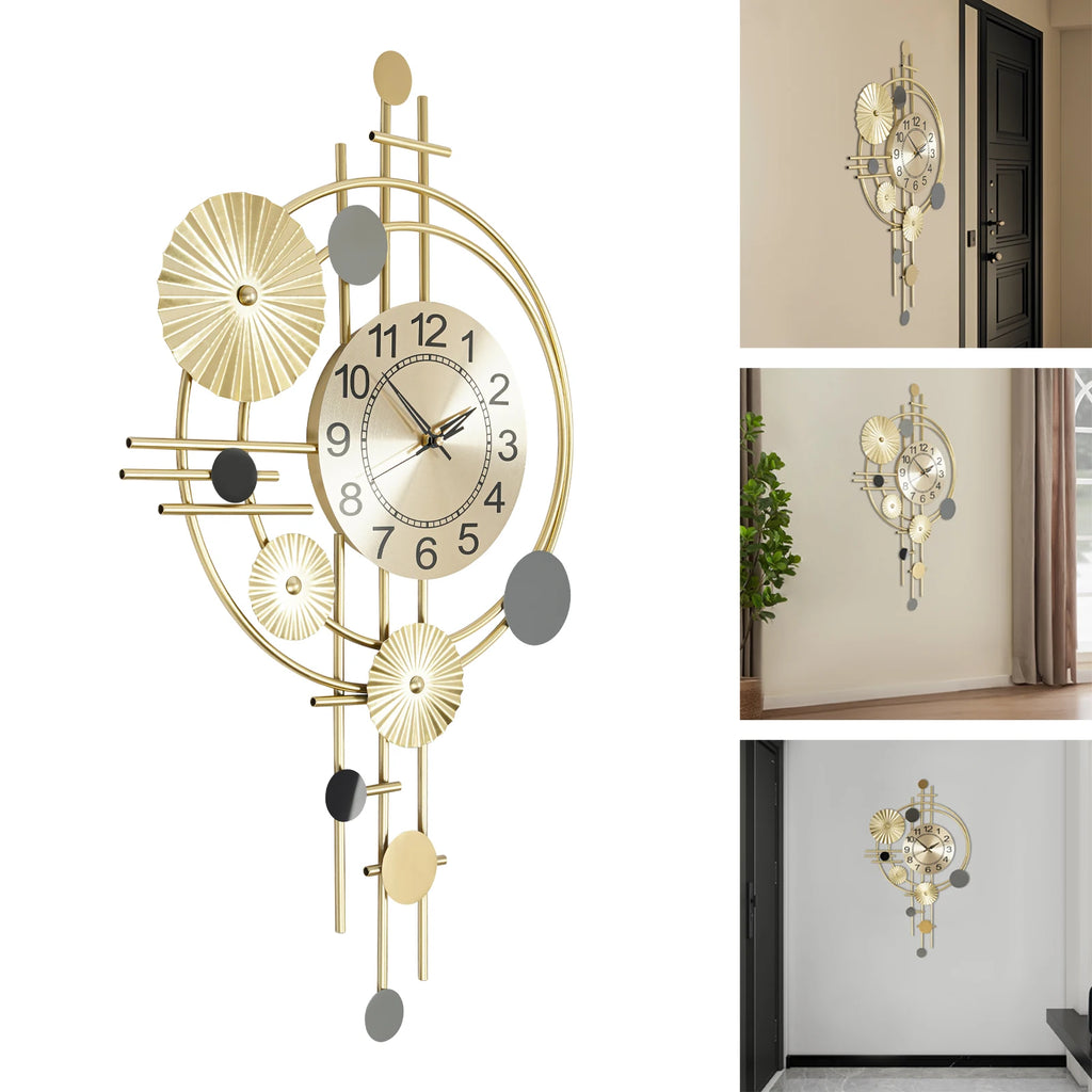 Horloge Murale Design Moderne Dorée Silencieuse Salon
