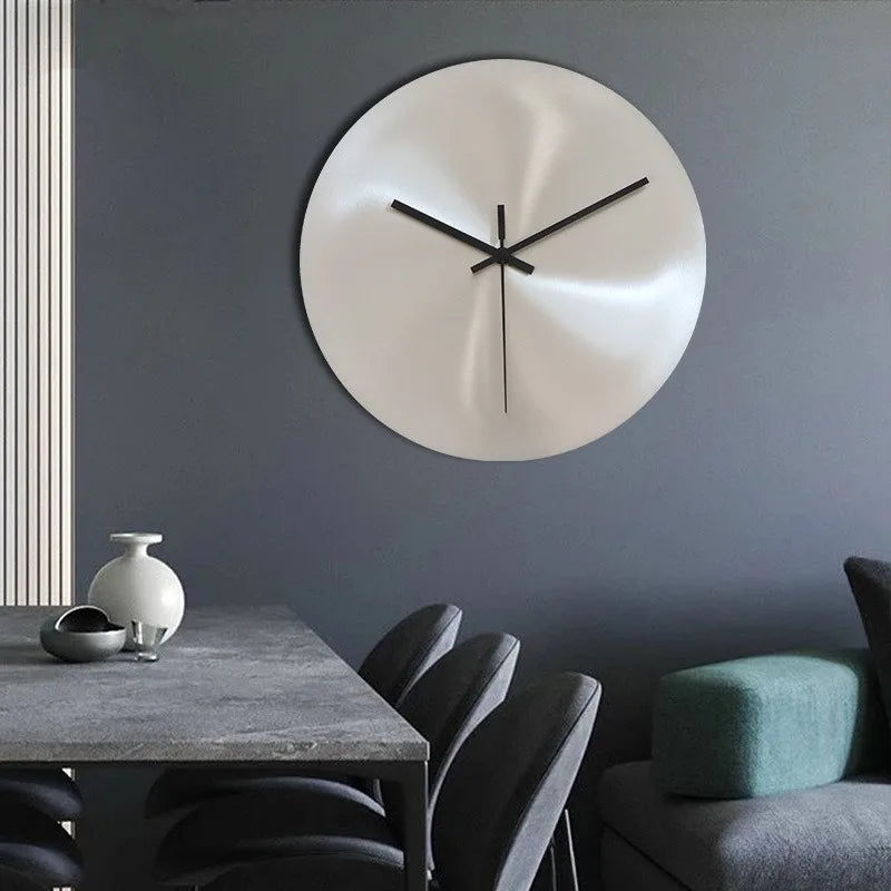 Horloge Murale Ronde Design Silencieuse Acier Inoxydable
