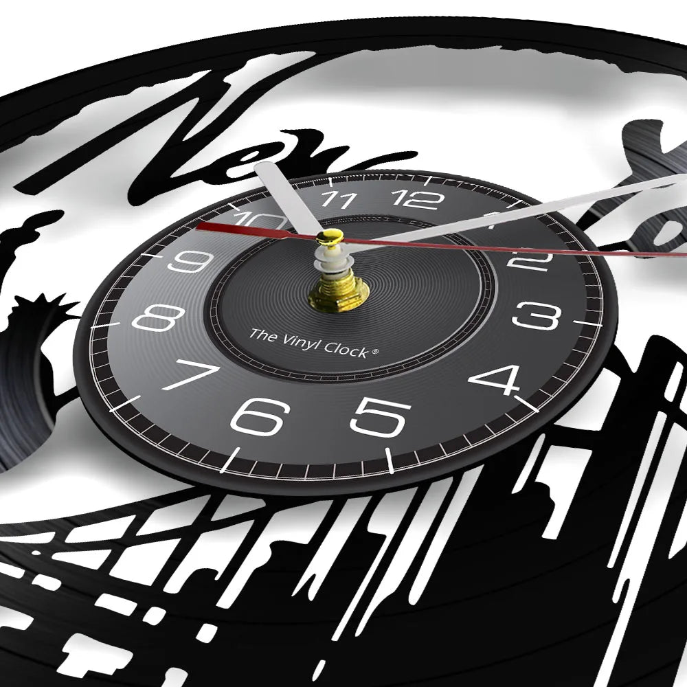 Horloge Murale Vinyle Vintage Pont Brooklyn New York
