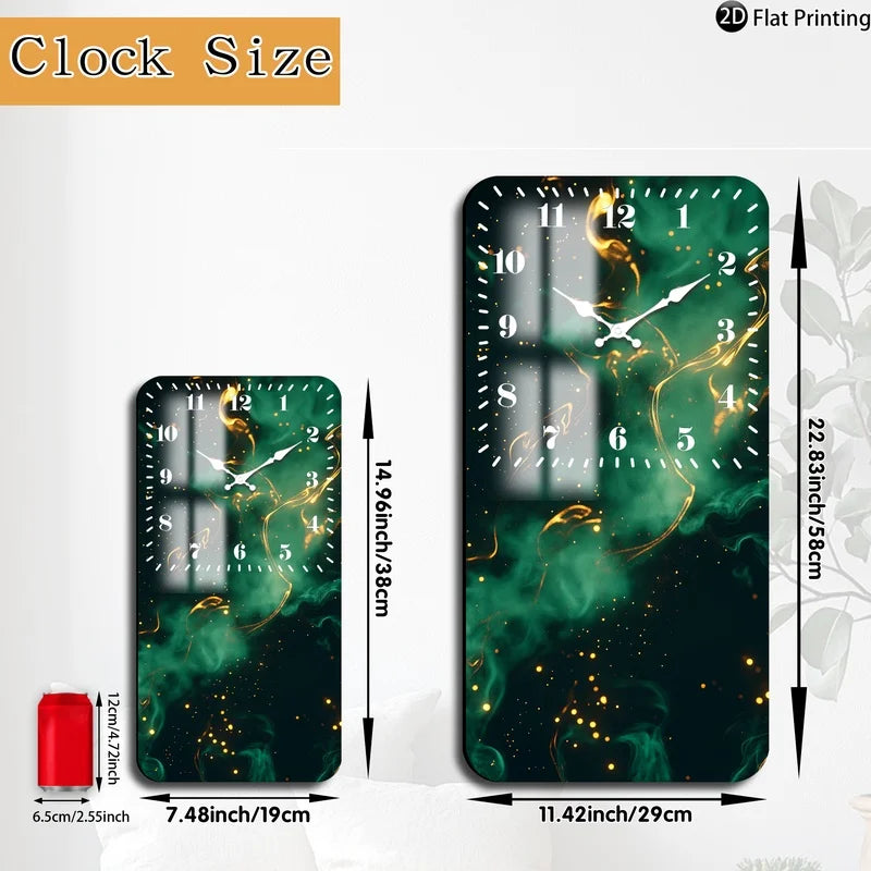 Horloge Mural Bois Abstrait Fumée Dorée Silencieuse Rectangle