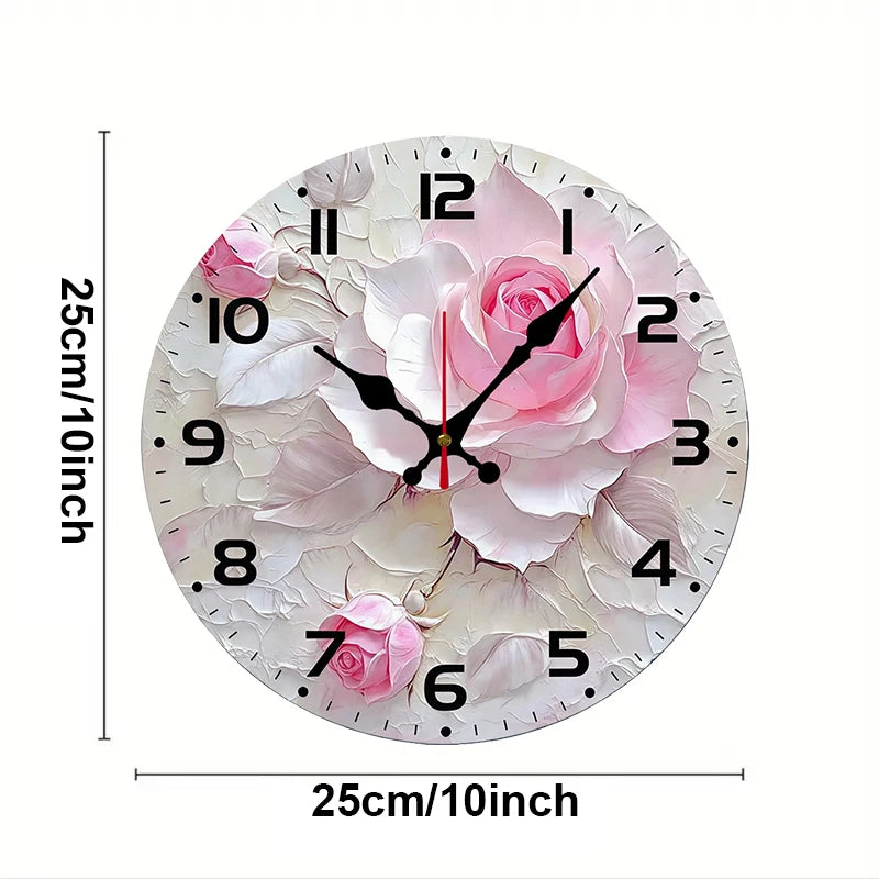 Horloge Mural Ronde Bois Rose Silencieuse Décoration