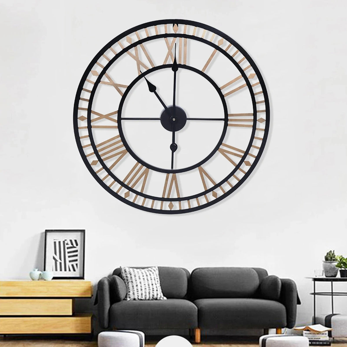 Horloge Mural Or Fer Forgé Vintage Romains 80cm