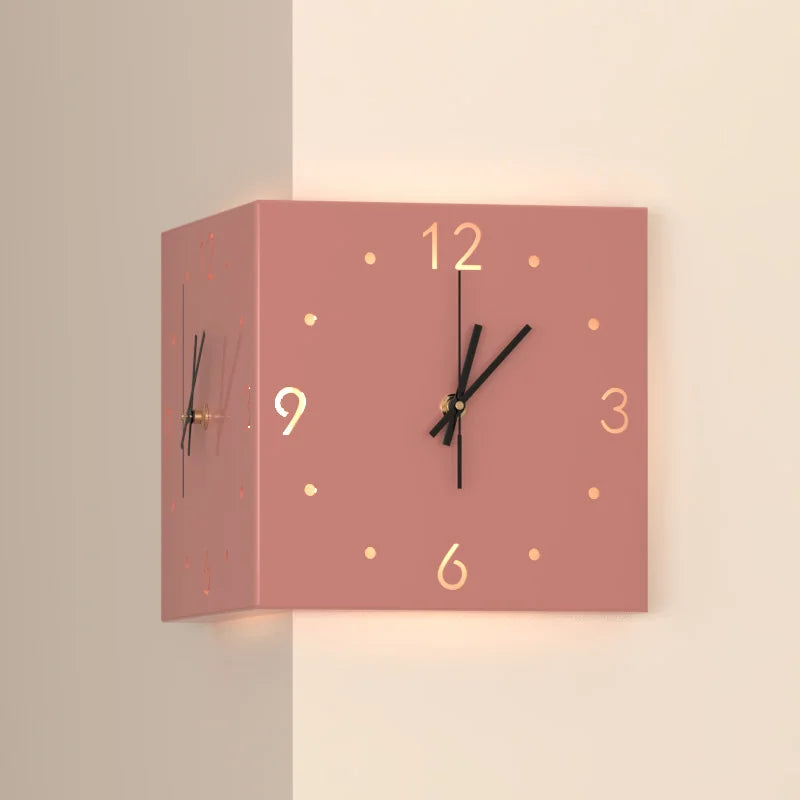 Horloge Mural Double Face Angle Minimaliste Décoration Silencieuse.