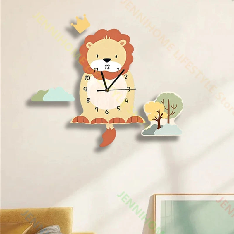 Horloge Murale Dinosaure Fusée Pendule Mignonne Enfant DIY