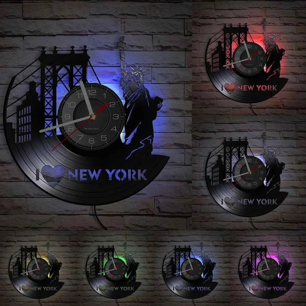 Horloge Murale New York Brooklyn Bridge Art Vinyle