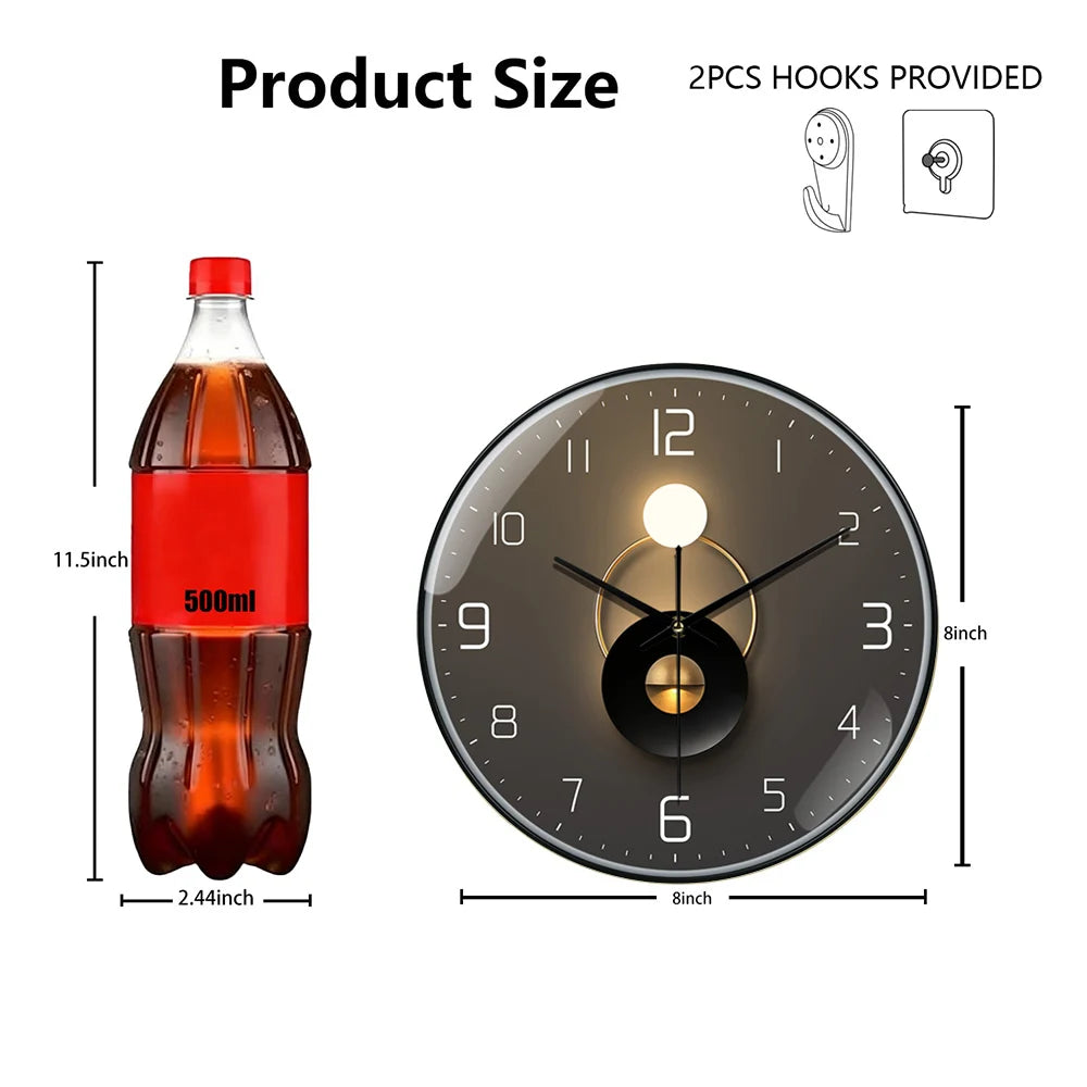 Horloge Mural Ronde Lumineuse Design Moderne Silencieuse