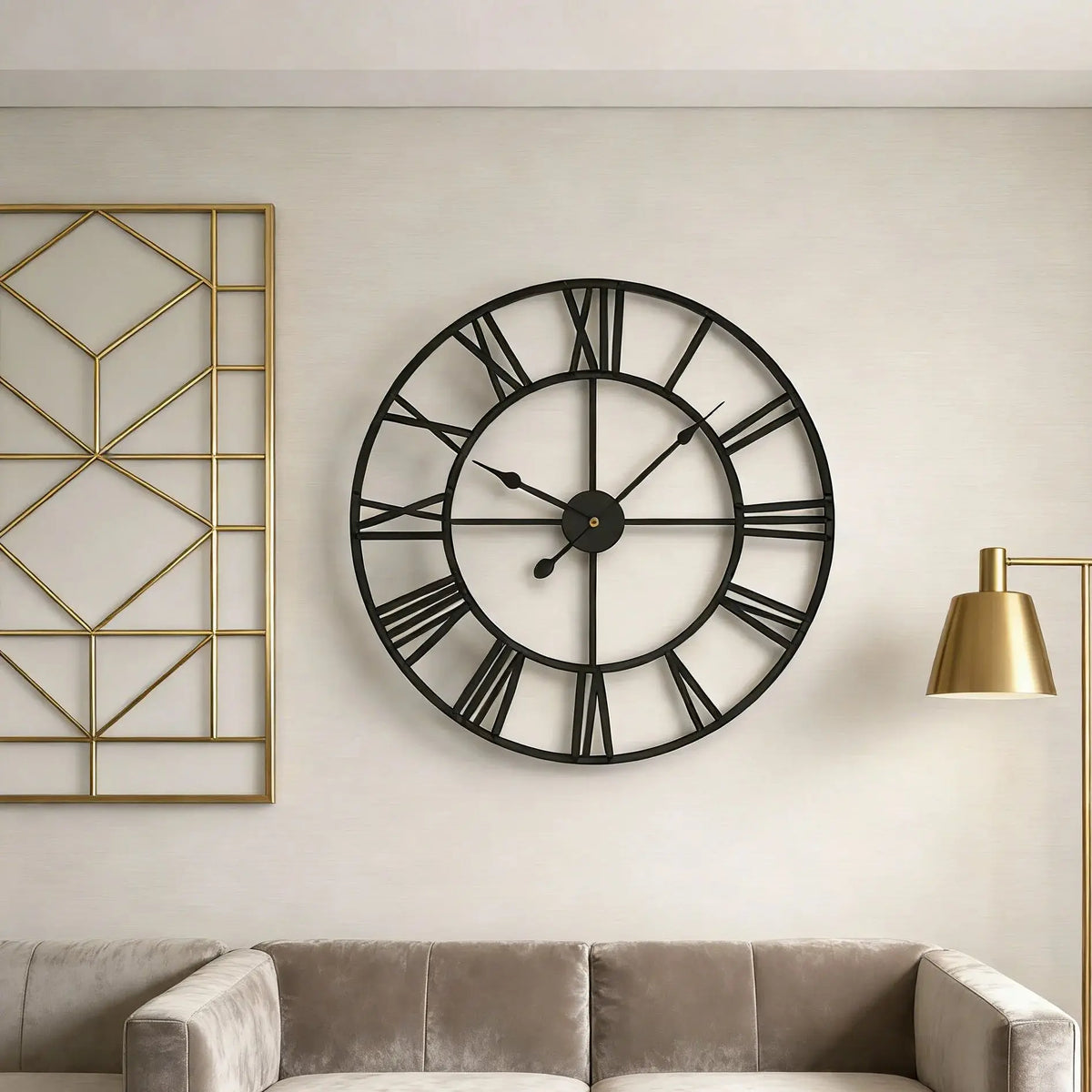 Horloge Mural Industrielle Vintage Chiffres Romains Silencieuse