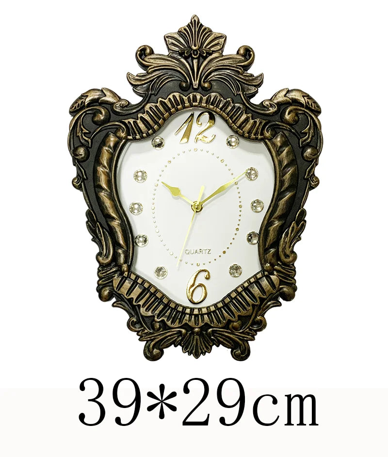 Horloge Mural Vintage Style Cour Chiffres Romains Or Noir