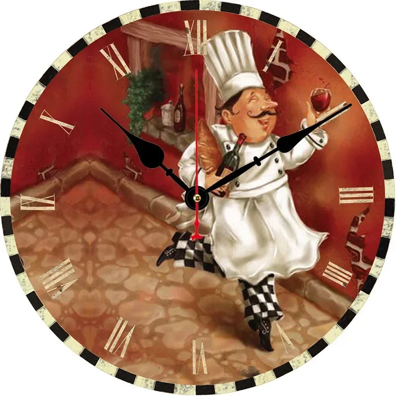 Horloge Mural Vintage Chef Boulanger Décoration Cuisine
