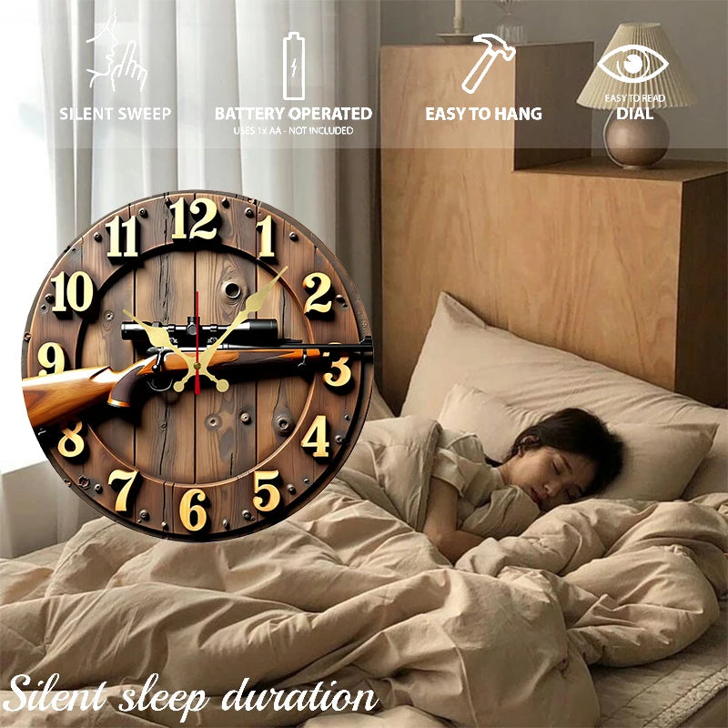 Horloge Mural Winchester Bois Ronde Silencieuse Décoration