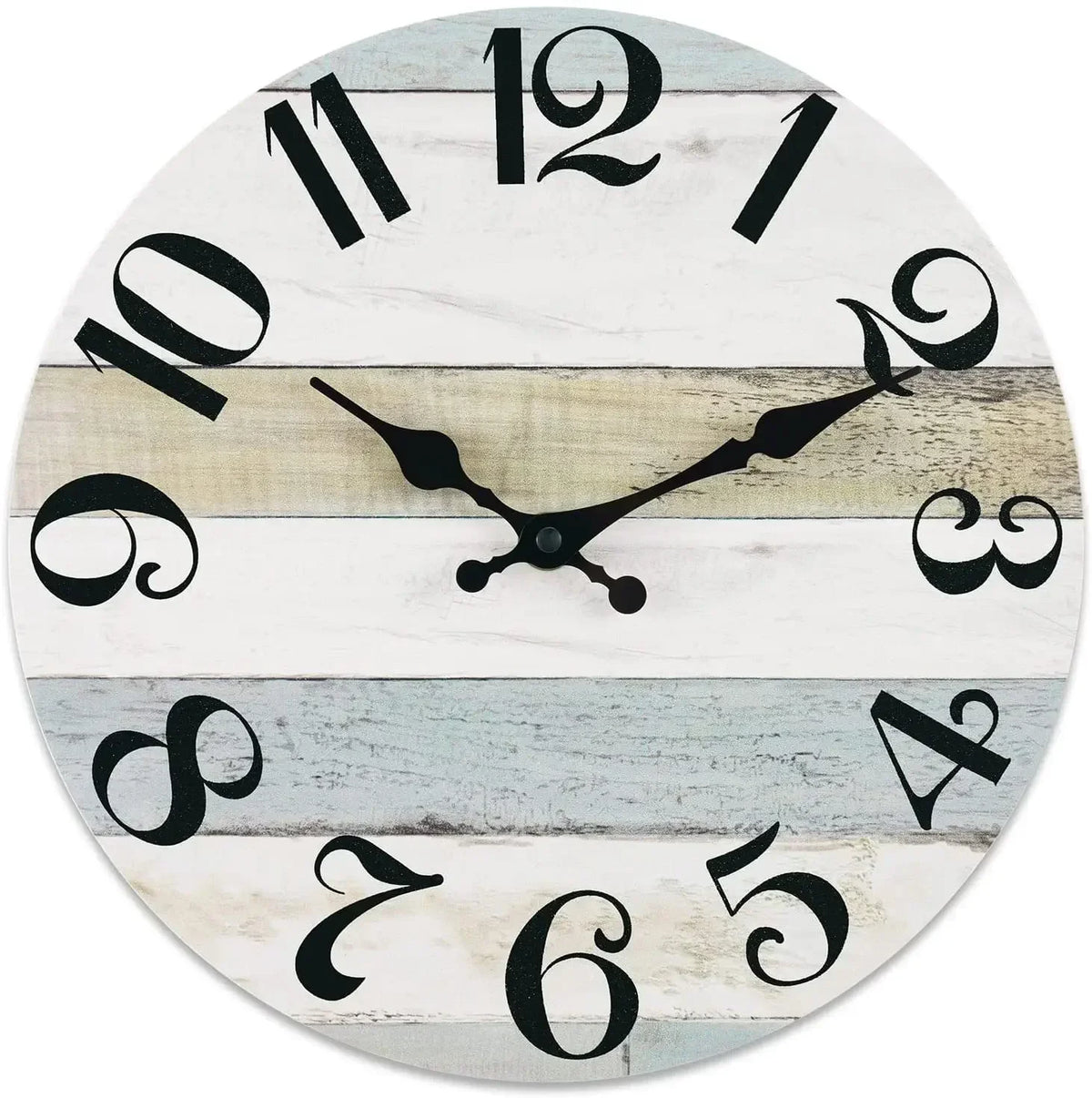 Horloge Murale Bois Rustique Silencieuse Thème Plage