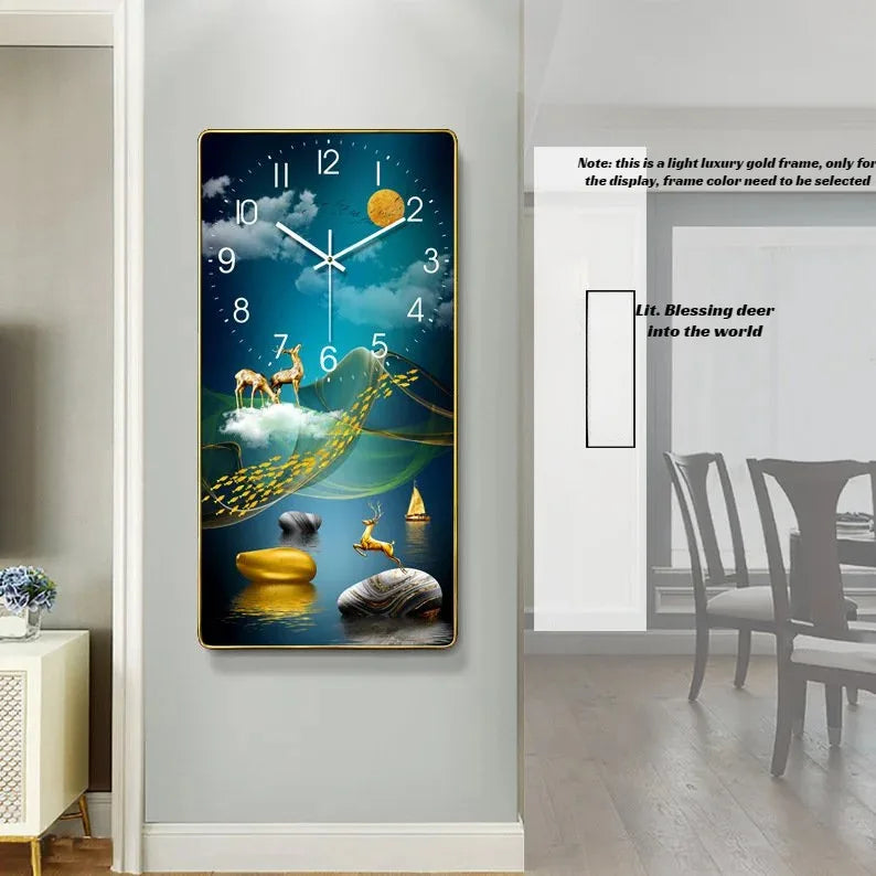 Horloge Mural Rectangulaire Porcelaine Cristal Calendrier Chance Salon