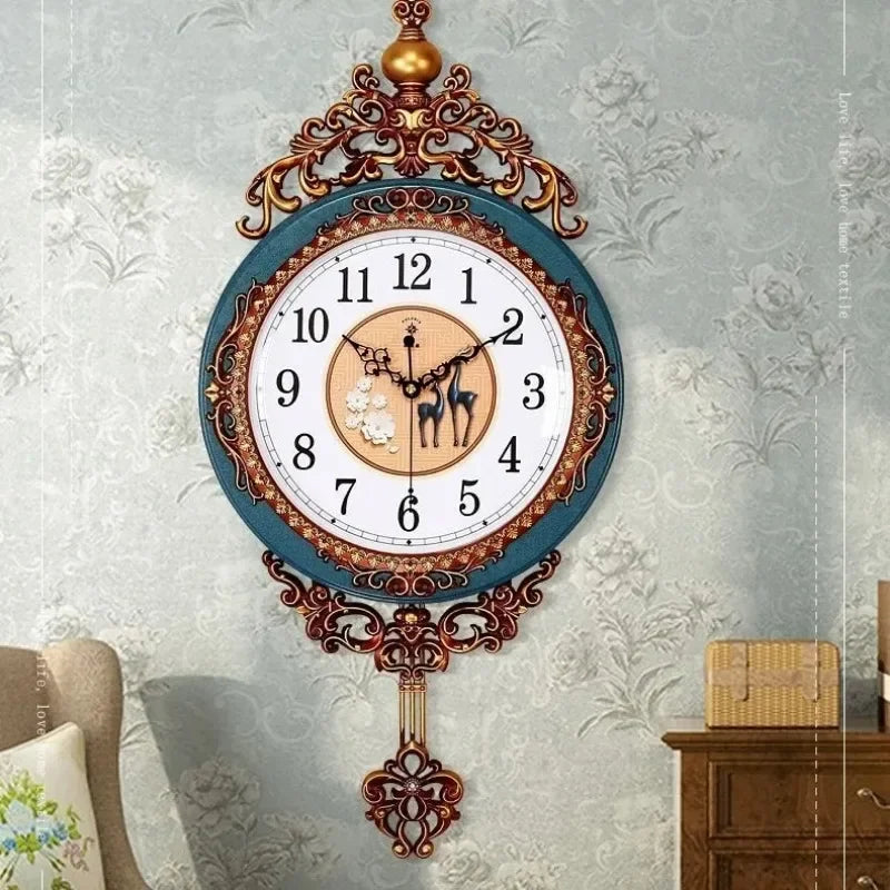 Horloge Mural Or Luxe Grande Balançoire Silencieuse Salon