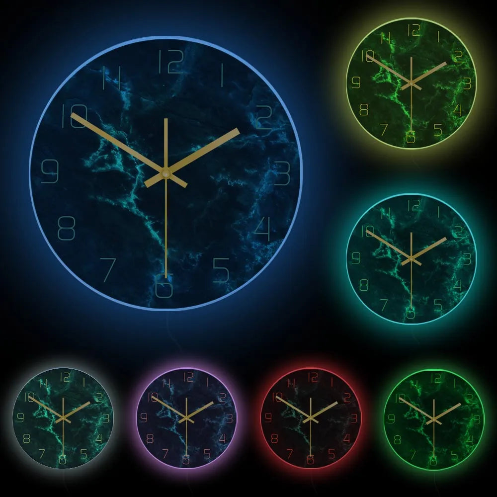 Horloge Murale Nordique Marbre Vert Salon Décorative