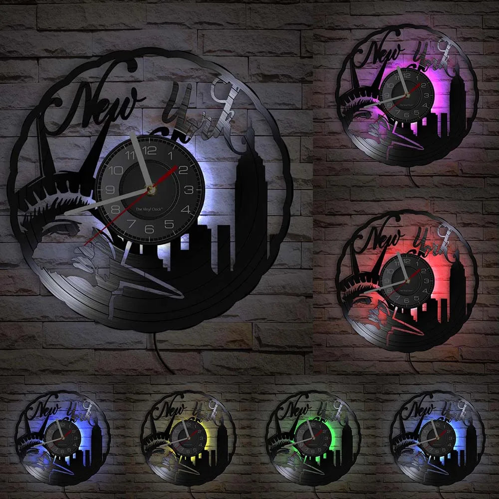 Horloge Murale New York Brooklyn Bridge Vinyle Vintage