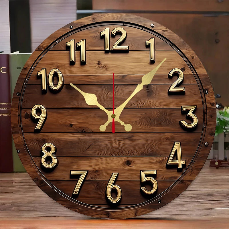Horloge Mural Ronde Silencieuse en Bois Design