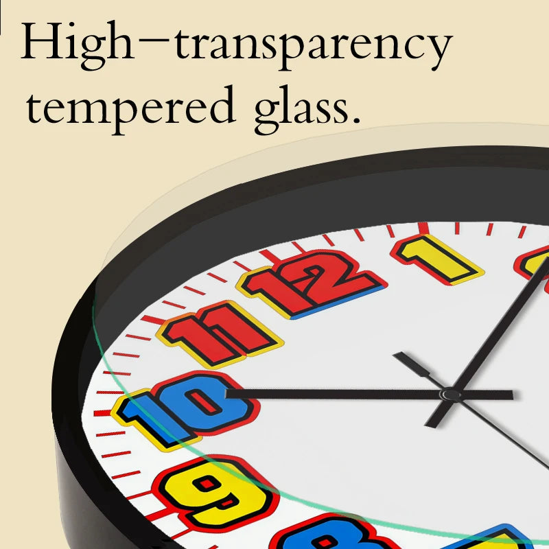 Horloge Murale Dessin Animé Colorée Silencieuse Ronde Enfants